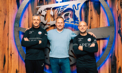 Trainer Jens Härtel, Vorstand Sport Martin Pieckenhagen und Co-Trainer Ronny Thielemann bleiben an Bord der Kogge