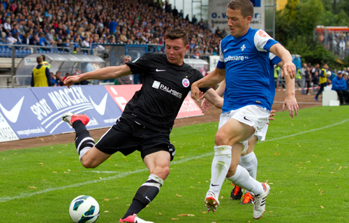 Nils Quaschner rettet dem FC Hansa Rostock beim 1:1 (0:1) einen Punkt gegen den SV Darmstadt 08. Foto: Sebastian Ahrens