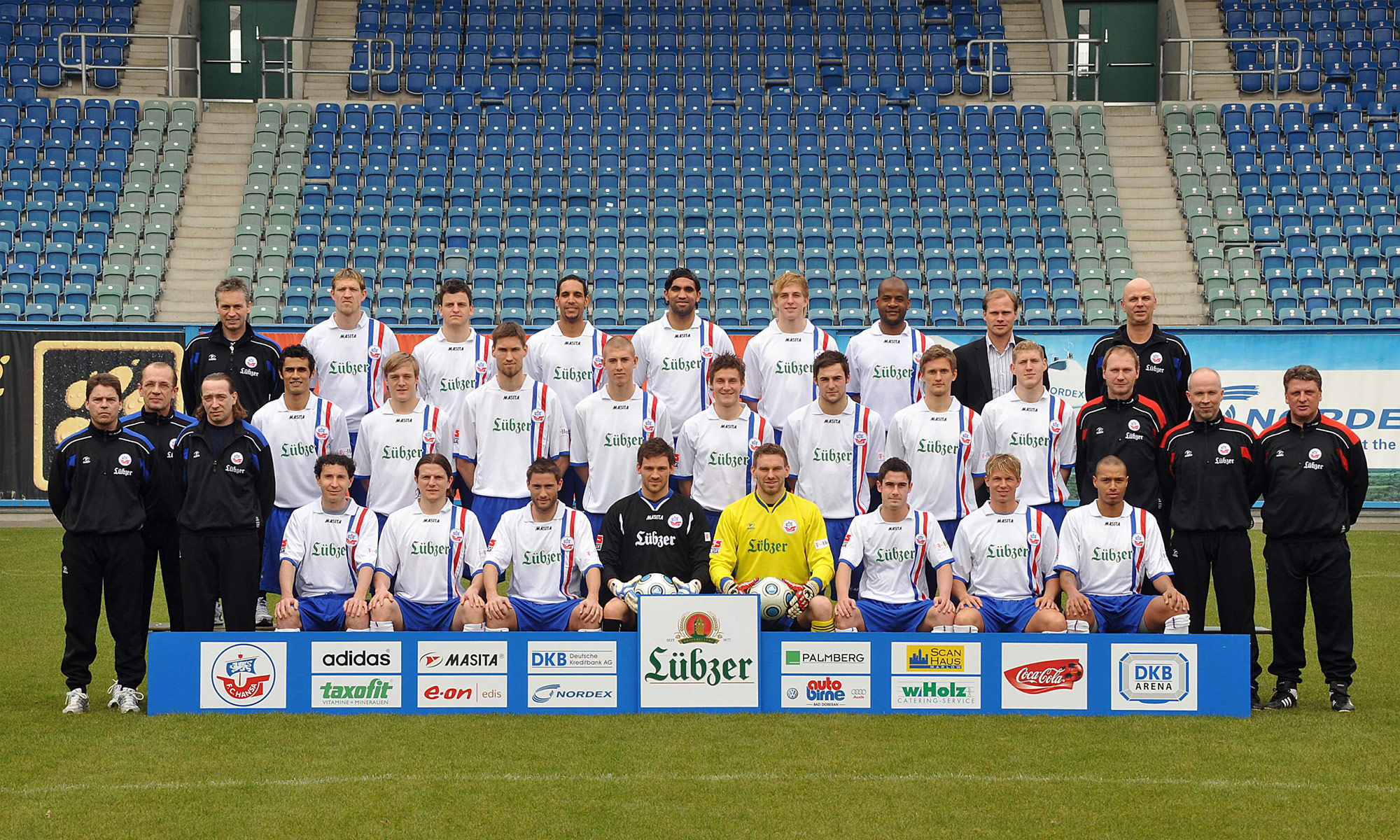 Mannschaftsfoto des FC Hansa Rostock 2008/2009 in der Winterpause