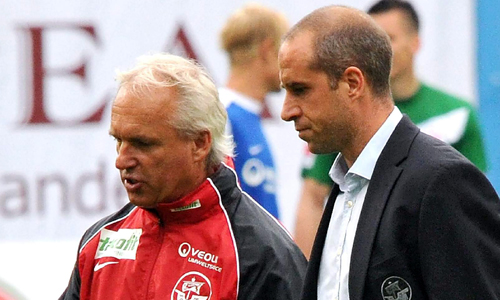 Gehen zukünftig getrennte Wege: Trainer Peter Vollmann und Manager Stefan Beinlich. Foto: Joachim Kloock