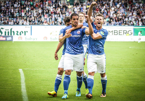 Erfolgreicher Saisonstart: Hansa Rostock bezwang am 3. Spieltag den VfB Stuttgart II durch Tore von Halil Savran, Nikolaos Ioannidis und David Blacha mit 3:1. Foto: Sebastian Heger