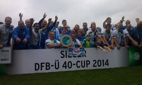 Hansa Rostock gewann am Sonntag zum dritten Mal in Folge den DFB-Ü40-Cup in Berlin. Foto: Diana